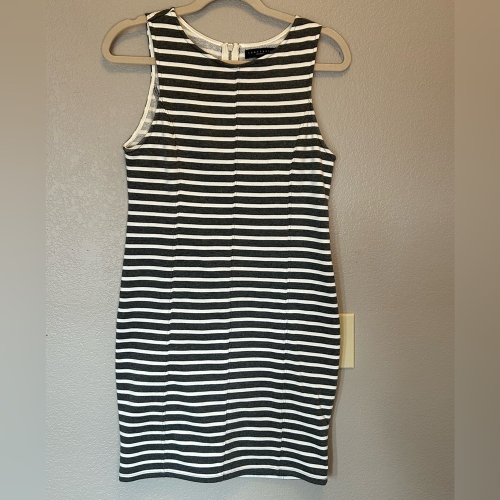 Sanctuary Striped Zip Up Summer Sleeveless Midi Shift Dress Career Attire Sz M